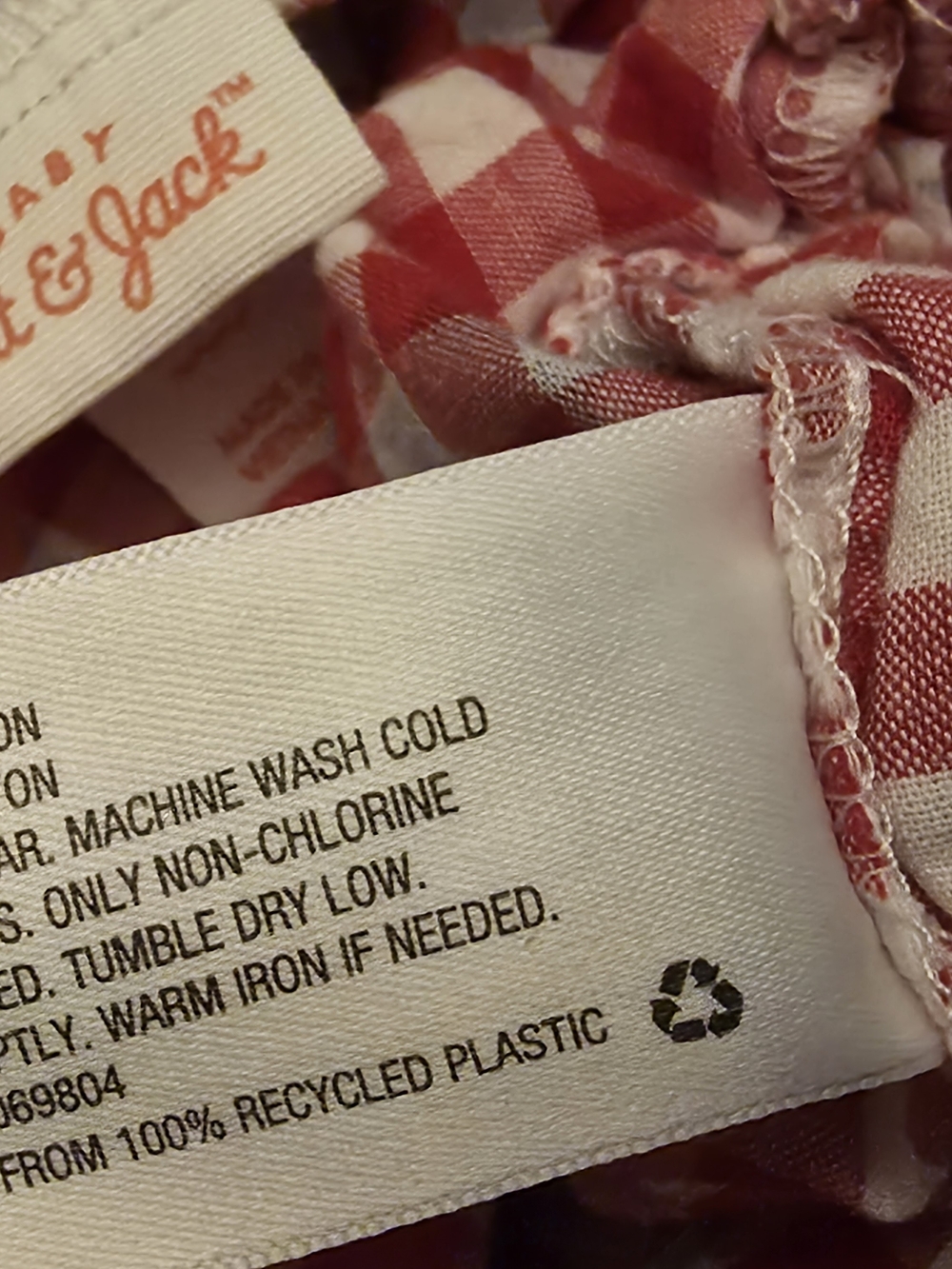 Cat & Jack Red and White Gingham Baby Romper with Black Star Accents 6-9M - Picture 12 of 12